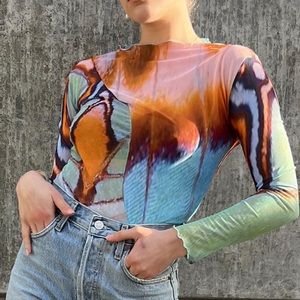 Nin Studio Mariposa Mesh Long Sleeve Shirt (Size: Small)